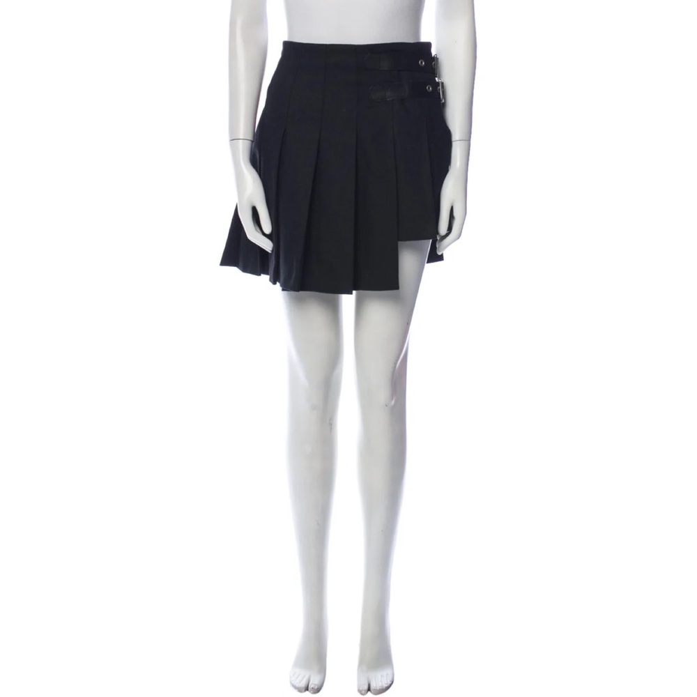 Vintage Y2K D&G Pleated Grey & Leather Mini Skirt